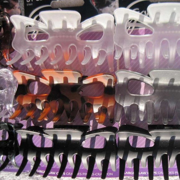 3 Goody Claw Clips Large Hair Jaw Glossy Matte Frosted Plastic Black Clear Brown - Picture 2 of 10